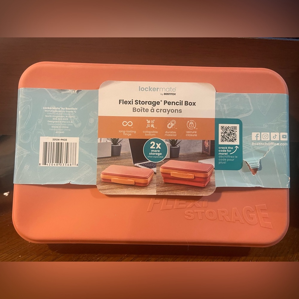 Lockermate Flexi Storage Pencil Box in Coral NEW